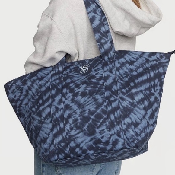 Victoria's Secret Blue Tie-Dye denim Weekender Tote Bag - Picture 1 of 8